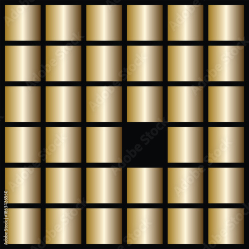 Set of Golden Metallic Gradient Swatches Vector Collection on Black Background
