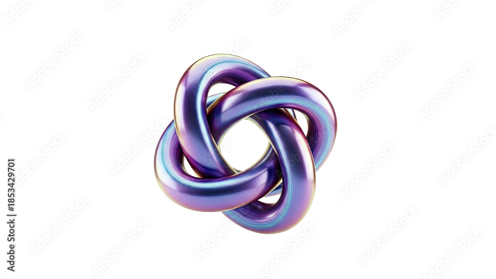 Naklejka premium Abstract 3D Knot Rendered on White Background