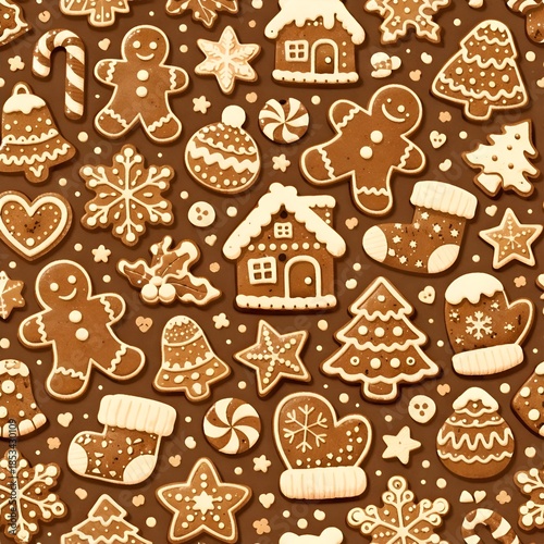 christmas gingerbread cookies seamless pattern