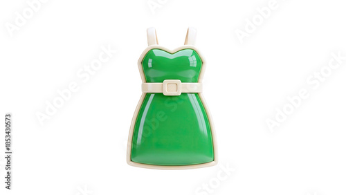Green Dress Isolated on White Background