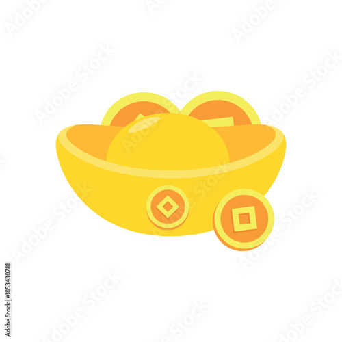 Golden ingots and coins symbolizing prosperity and wealth.