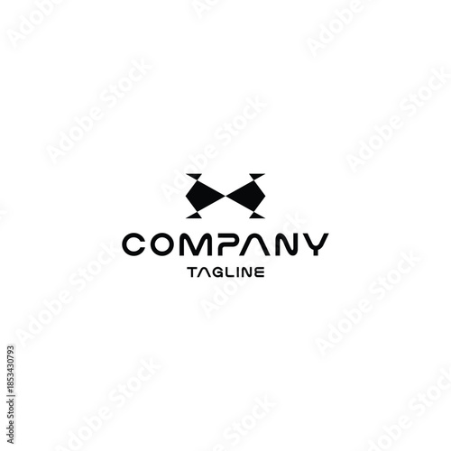 Abstract geometric letter H logo design with symmetrical triangles