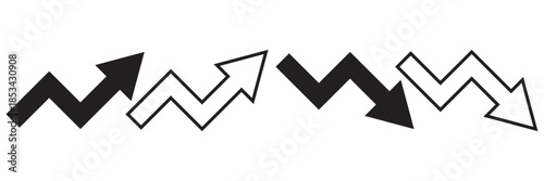 Trend icon. Upward and downward arrow graph symbol. Finance data UI sign. Opposing red downward and green upward trend arrows. Business growth pictogram on Transparent Background