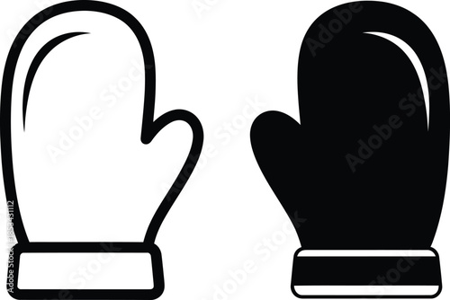 a simple black and white illustration depicts a pair of boxing gloves one light and one dark against a plain background