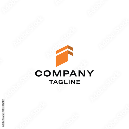 Modern letter F logo design with building perspective for real estate