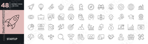Startup icon set. Editable line icons. Vector illustration.