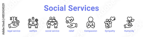Social Services Icon Banner and Collection