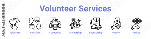 Volunteer Services Icon Banner and Collection