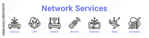 Network Services Icon Banner and Collection