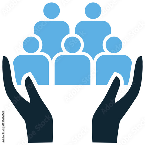 Outreach icon vector for marketing and community support. Ideal for illustrating expansion, public relations, communication, and helping hands.