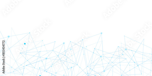 Blue network. futuristic connection technology background with dots and lines for desktop. Structure molecule and communication. Template for science and technology presentation, Vector illustration.