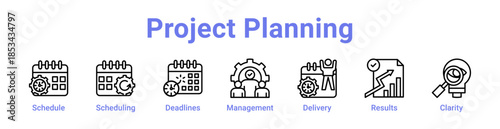 Project Planning Icon Banner and Collection
