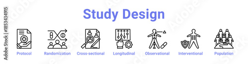 Study Design Icon Banner and Collection