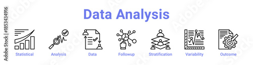 Data Analysis Icon Banner and Collection