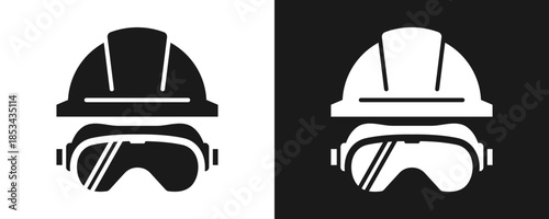 Safety Gear Icon Set Glyph In White And Black Background