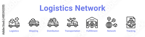 -Logistics Network Icon Banner and Collection