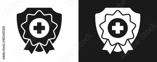 Assurance Icon Set Glyph In White And Black Background