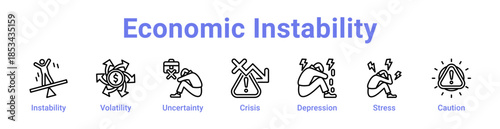 -Economic Instability Icon Banner and Collection