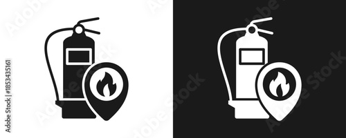 Fire Extinguisher Icon Set Glyph In White And Black Background