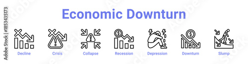 -Economic Downturn Icon Banner and Collection