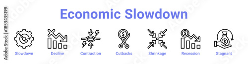 -Economic Slowdown Icon Banner and Collection