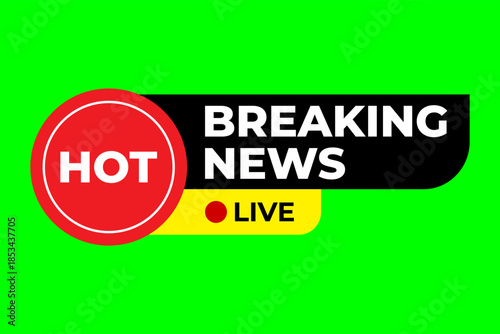 icon breaking news with green screen background template vector design