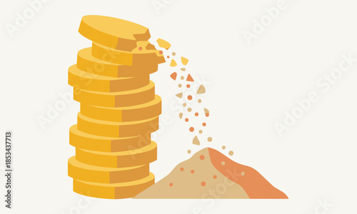 Illustration of a stack of gold coins with some coins spilling out onto a pile, conveying a concept of wealth and time is money.