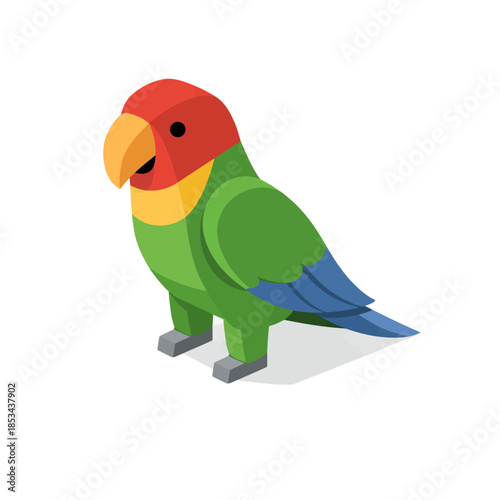 Loro isométrico con colores brillantes