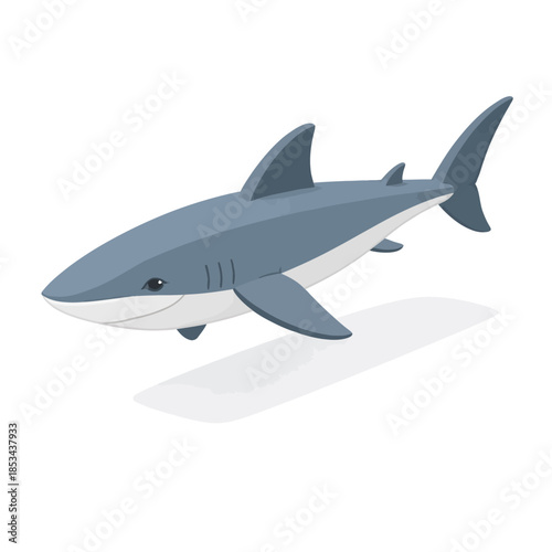 Tiburón blanco en diseño isométrico