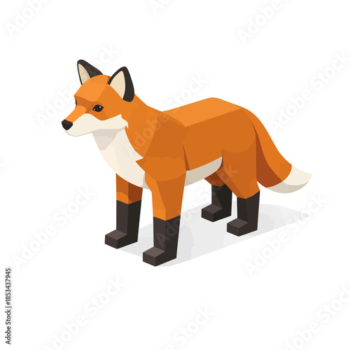 Zorro isométrico en estilo vectorial