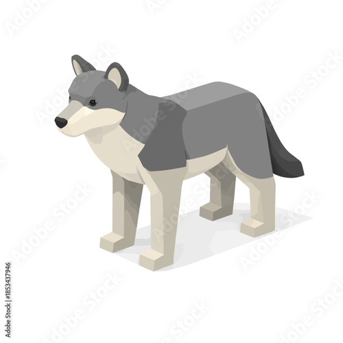 Lobo isométrico en tonos grises
