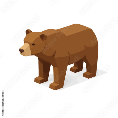 Oso marrón en estilo isométrico