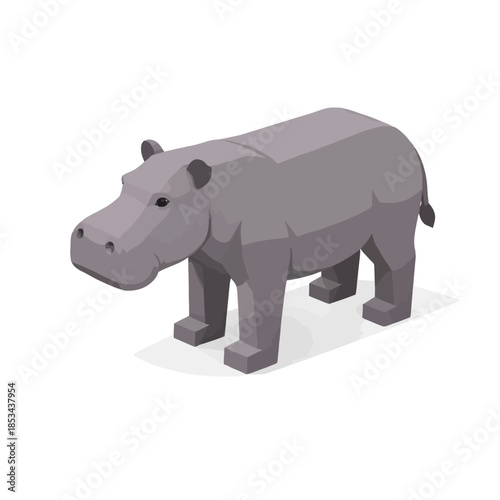 Hipopótamo isométrico en tonos púrpuras