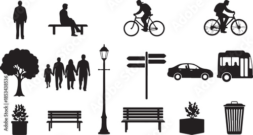 Urban icons and silhouettes for design projects