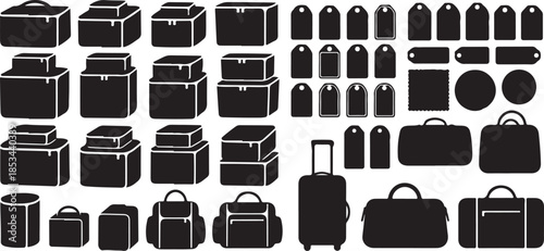 Collection of various luggage and travel bags icons