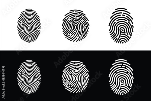 Fingerprint patterns displayed on contrasting backgrounds for identification purposes