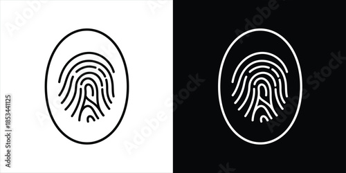 Fingerprint icons displayed on contrasting backgrounds illustrating identity verification concept