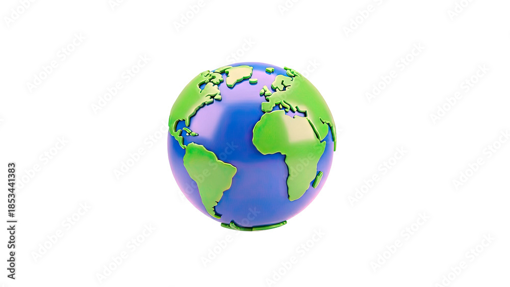Fototapeta premium 3D Earth Globe on White Background