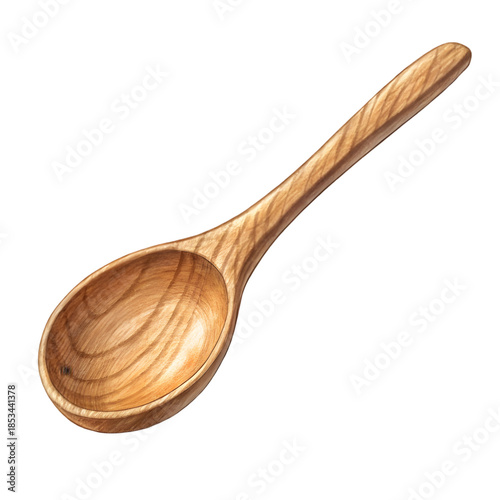 Natural Wood Spoon for Kitchen & Cooking - Isolated Culinary Utensil on White Backdrop on transparent background
