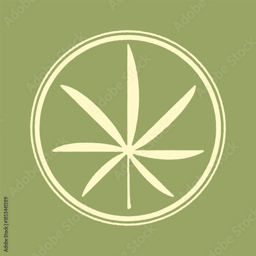 circle illustration sword graphic cannabis design logo badge leaf vintage