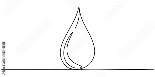 Continuous line drawing of drop. A drop of water or other liquid. One line drawing background. Vector illustration. Editable stroke, Water drop one line art, hand drawn fresh wet dew design drawing