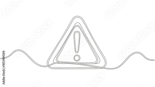 A minimalist line drawing of a warning triangle with an exclamation mark inside, set against a white background.