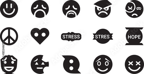 Emotional faces and symbols for stress and hope