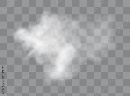 Fog or smoke isolated transparent background. White cloud, fog, smog, dust, steam.