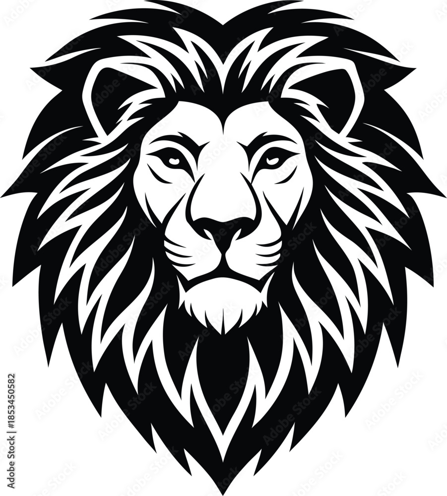 Obraz premium Lion Head Logo Icon Vector Powerful Lion Face Symbol for Branding Mascot Emblem and Graphic Design