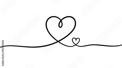 Minimalist line art design featuring intertwined heart shapes on transparent background