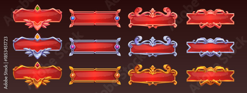 Game ui frames, gold silver copper medieval menu