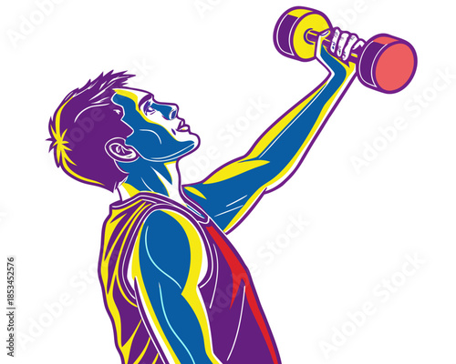 Man lifting dumbbell silhouette vector illustration isolated on white background