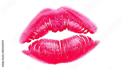 A pair of pink lips with shiny lipstick isolated on transparent background for makeup or beauty concepts © ASHRAFURRAHMAN