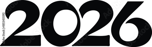 Black numbers 2026 in bold stylized font on white background vector